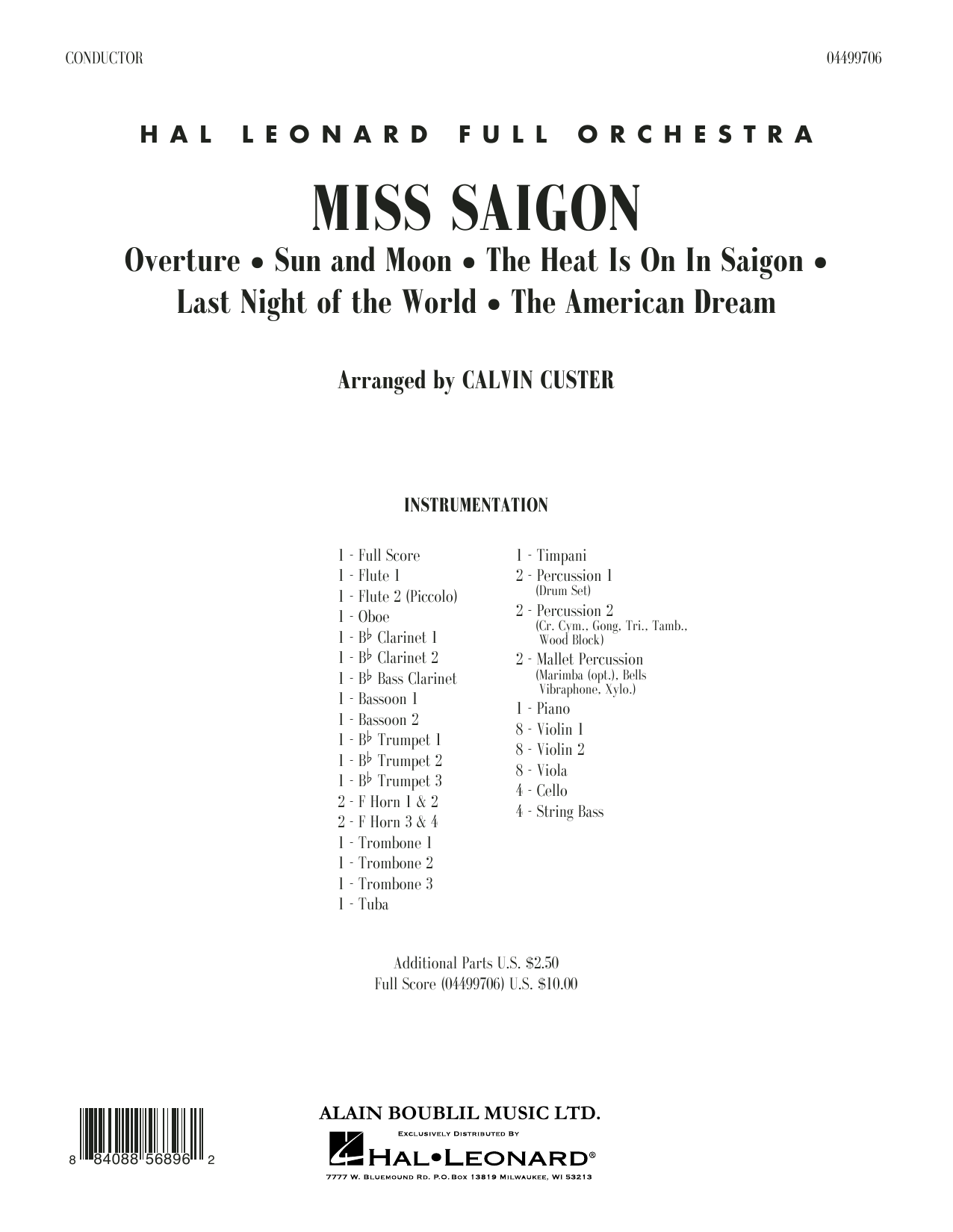 Boublil and Schonberg Miss Saigon (arr. Calvin Custer) - Full Score Sheet Music Notes & Chords for Full Orchestra - Download or Print PDF