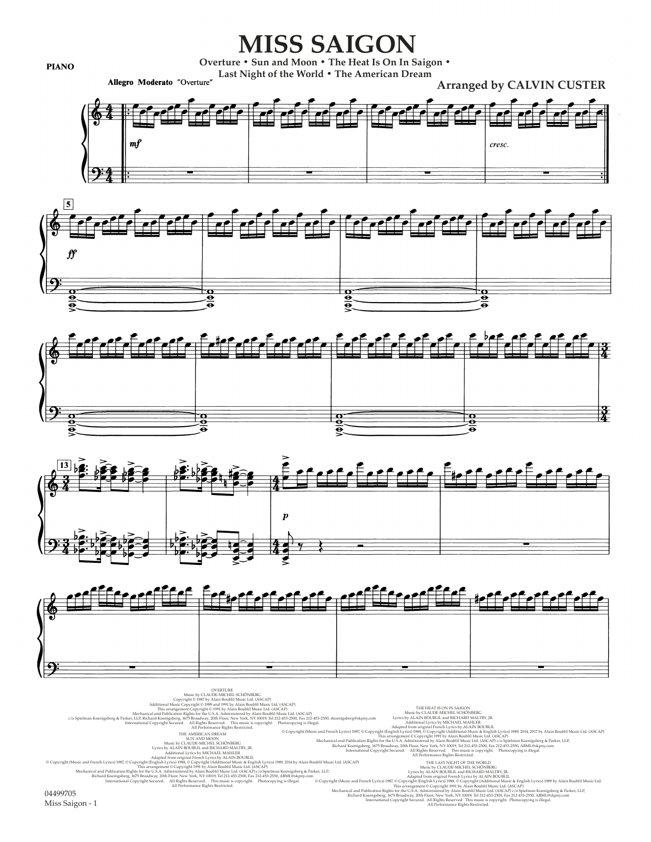 Boublil and Schonberg Miss Saigon (arr. Calvin Custer) - Piano Sheet Music Notes & Chords for Full Orchestra - Download or Print PDF
