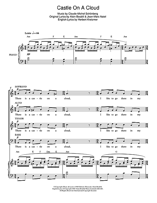 Boublil And Schonberg Castle On A Cloud From Les Miserables Sheet Music Download Pdf Score 443890