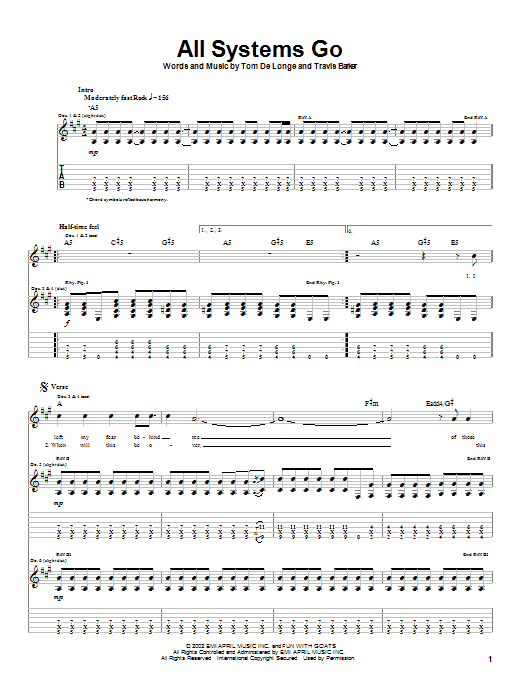 Box Car Racer All Systems Go Sheet Music Notes & Chords for Guitar Tab - Download or Print PDF Box Car Racer All Systems Go Sheet Music Notes & Chords for Guitar Tab - Download or Print PDF