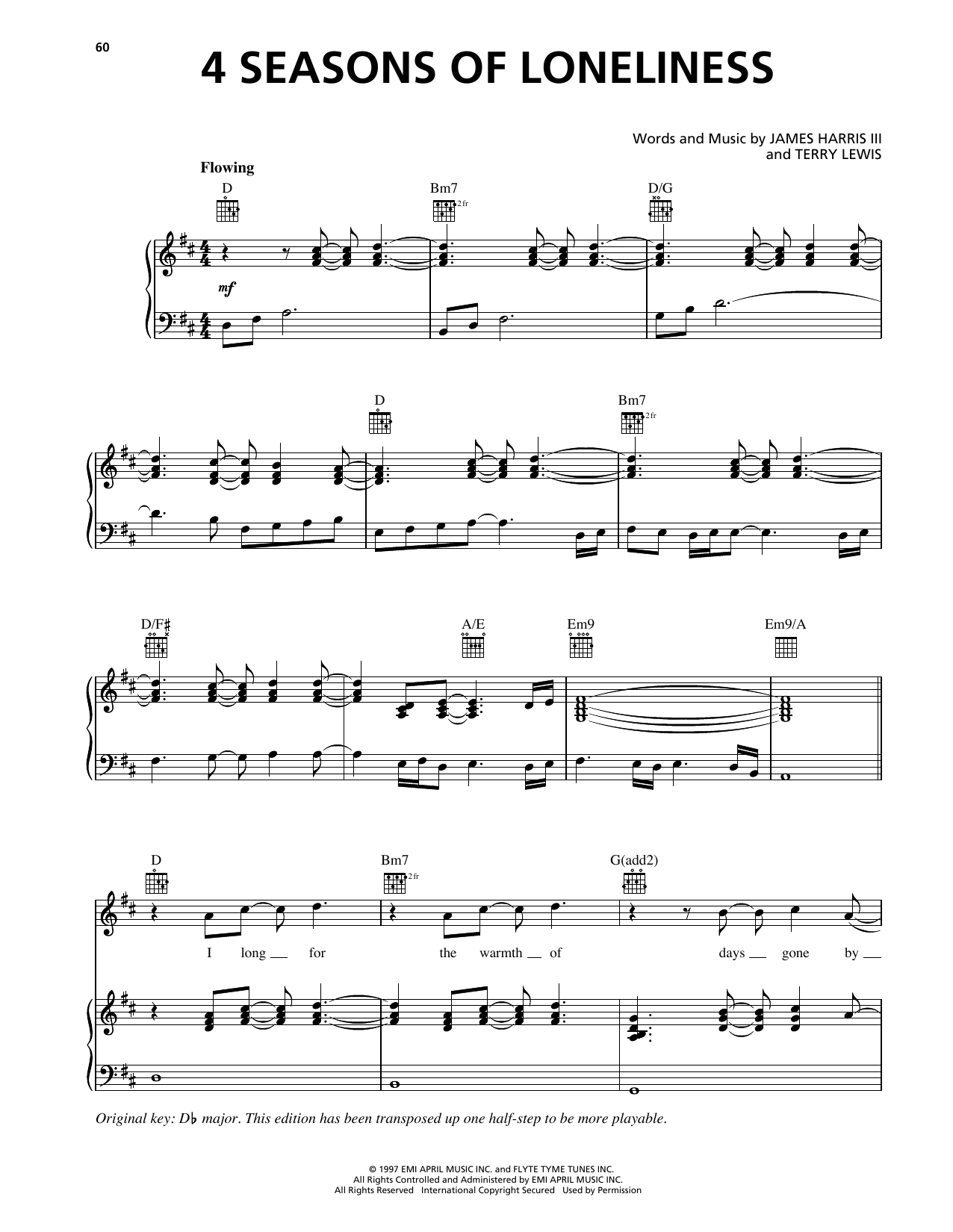 Boyz II Men 4 Seasons Of Loneliness Sheet Music Notes & Chords for Piano, Vocal & Guitar Chords (Right-Hand Melody) - Download or Print PDF Boyz II Men 4 Seasons Of Loneliness Sheet Music Notes & Chords for Piano, Vocal & Guitar Chords (Right-Hand Melody) - Download or Print PDF
