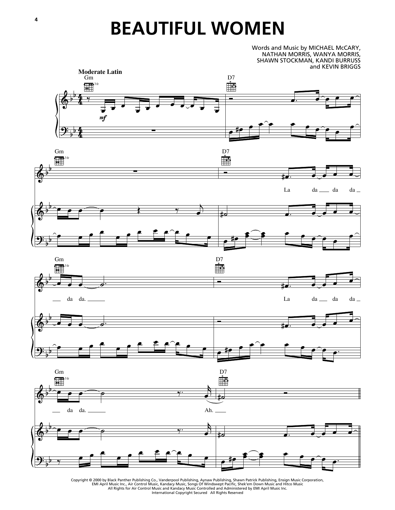 Boyz II Men Beautiful Women Sheet Music Notes & Chords for Piano, Vocal & Guitar Chords (Right-Hand Melody) - Download or Print PDF Boyz II Men Beautiful Women Sheet Music Notes & Chords for Piano, Vocal & Guitar Chords (Right-Hand Melody) - Download or Print PDF