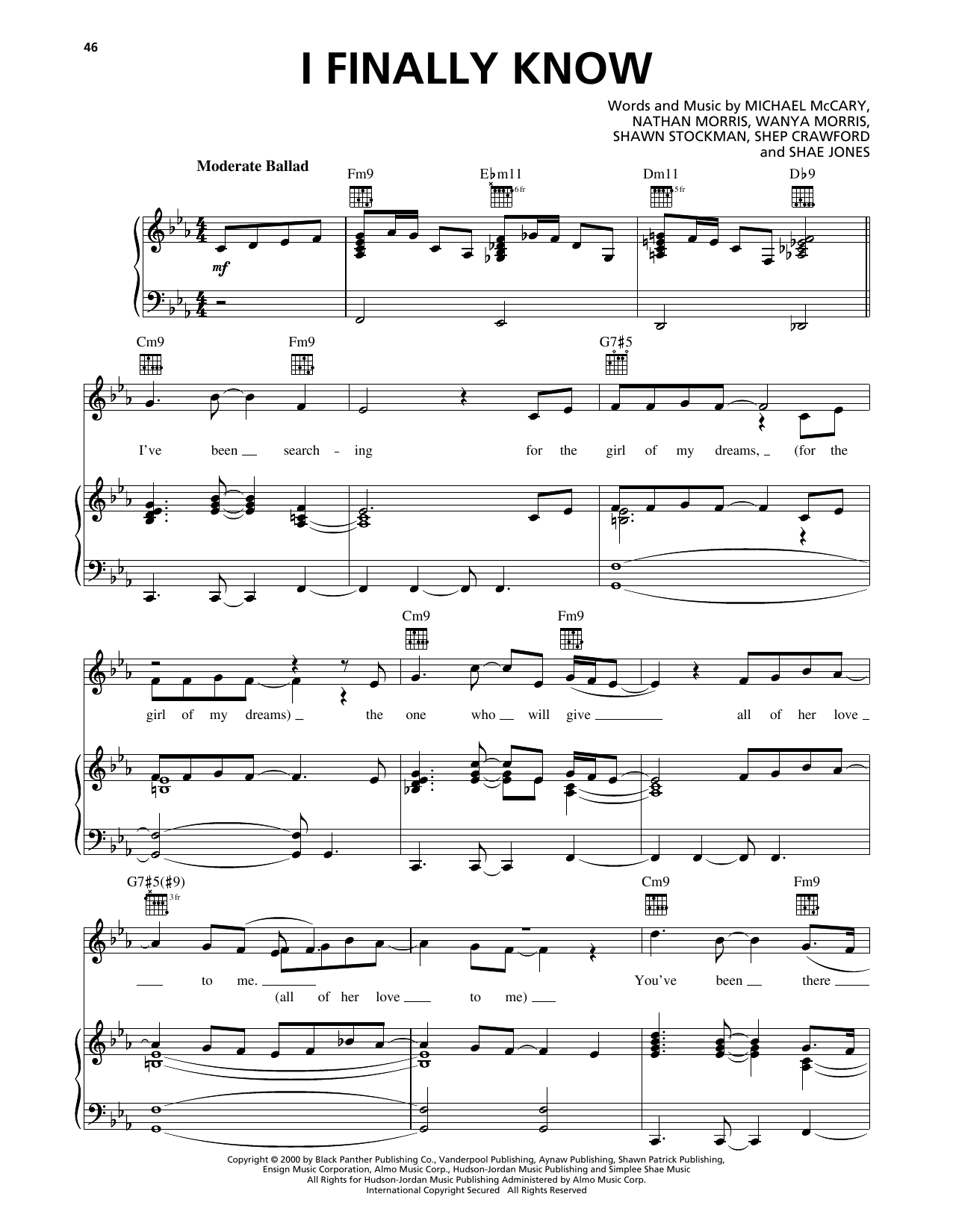 Boyz II Men I Finally Know Sheet Music Notes & Chords for Piano, Vocal & Guitar Chords (Right-Hand Melody) - Download or Print PDF