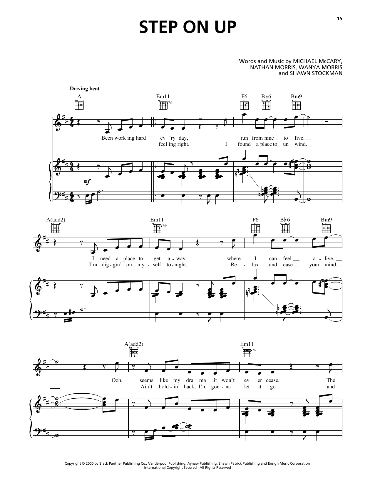 Boyz II Men Step On Up Sheet Music Notes & Chords for Piano, Vocal & Guitar Chords (Right-Hand Melody) - Download or Print PDF