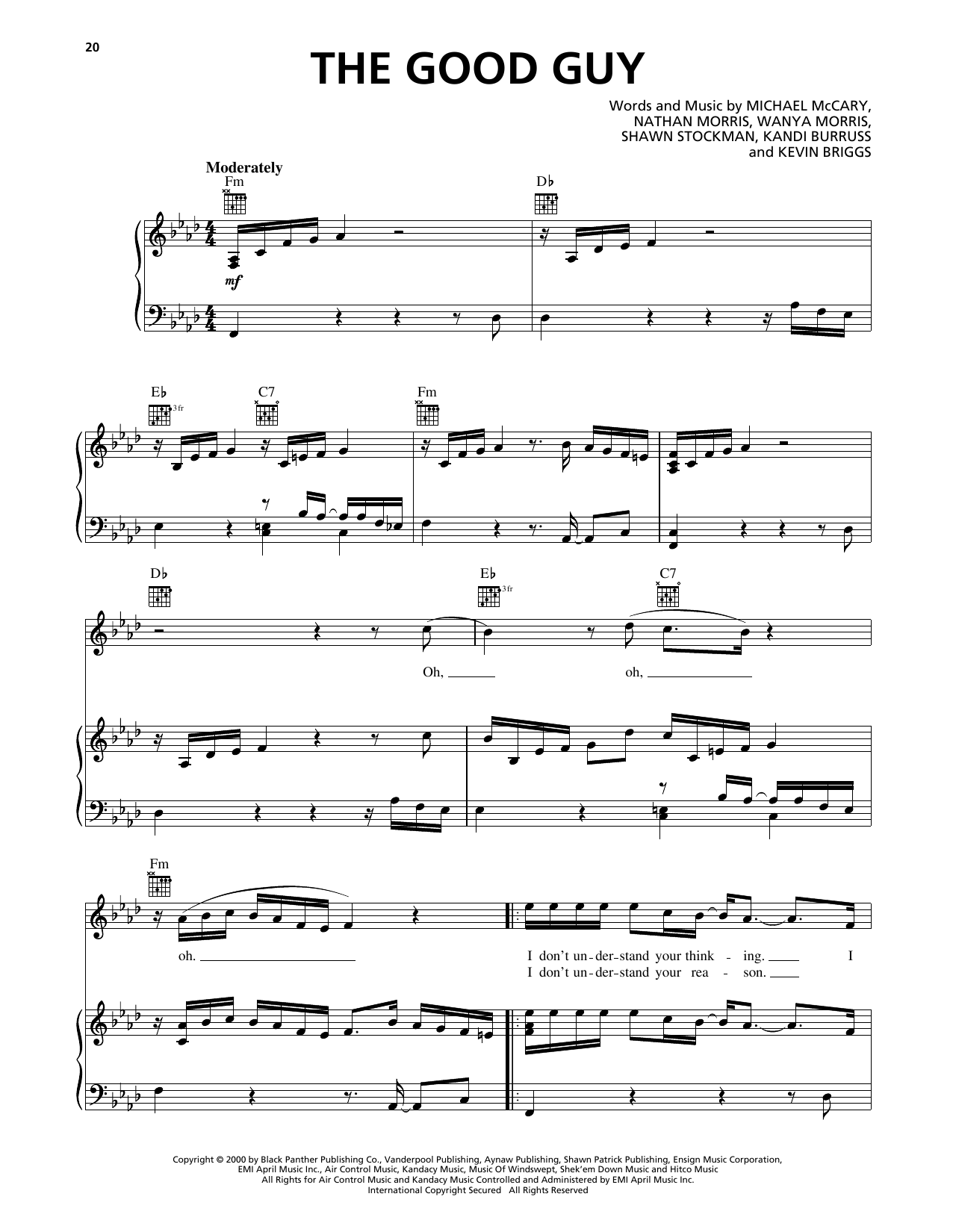 Boyz II Men The Good Guy Sheet Music Notes & Chords for Piano, Vocal & Guitar Chords (Right-Hand Melody) - Download or Print PDF Boyz II Men The Good Guy Sheet Music Notes & Chords for Piano, Vocal & Guitar Chords (Right-Hand Melody) - Download or Print PDF