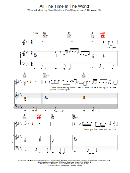 All The Time In The World sheet music