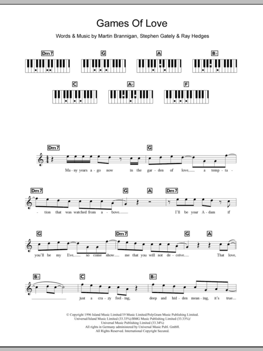 Boyzone Games Of Love Sheet Music Notes & Chords for Keyboard - Download or Print PDF