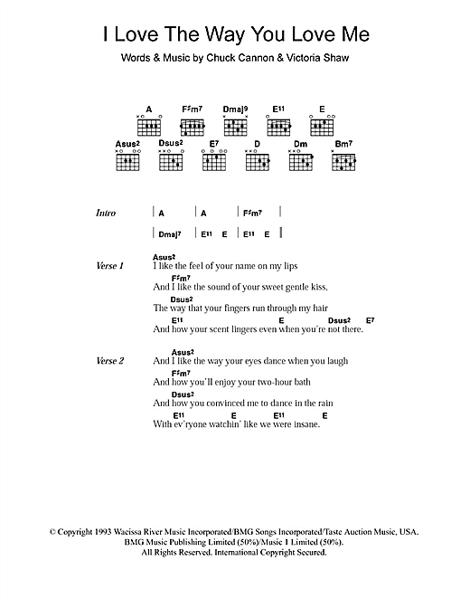 Preview Boyzone I Love The Way You Love Me Pop sheet music, notes and chords for Piano, Vocal & Guitar, SKU: 33996 I Love The Way You Love Me sheet music