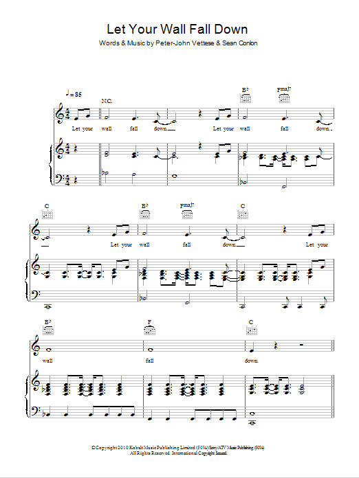 Boyzone Let Your Wall Fall Down Sheet Music Notes & Chords for Piano, Vocal & Guitar (Right-Hand Melody) - Download or Print PDF