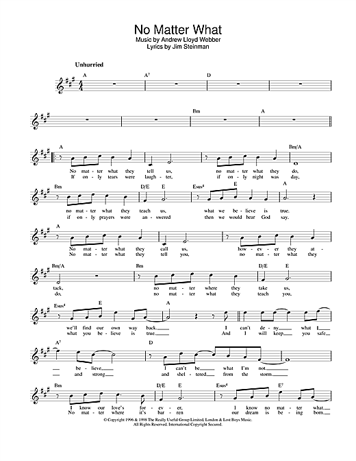 No Matter What (from Whistle Down The Wind) sheet music