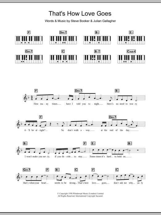 Boyzone That's How Love Goes Sheet Music Notes & Chords for Keyboard - Download or Print PDF