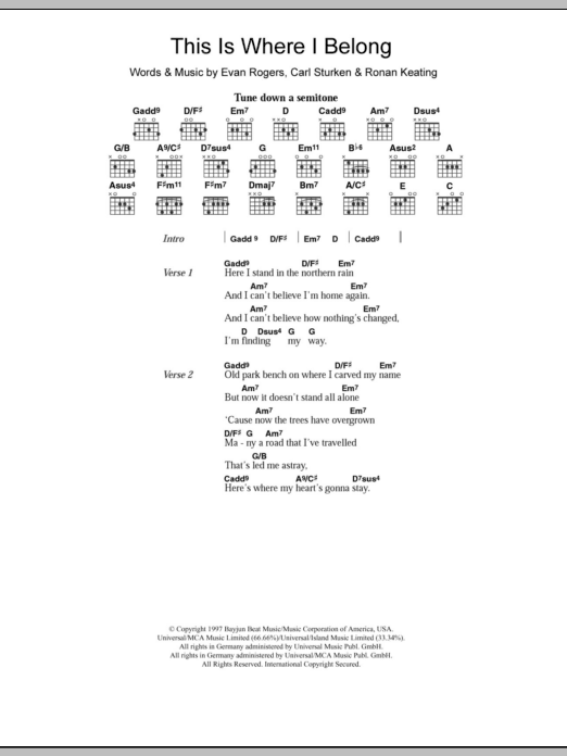 Boyzone This Is Where I Belong Sheet Music Notes & Chords for Keyboard - Download or Print PDF