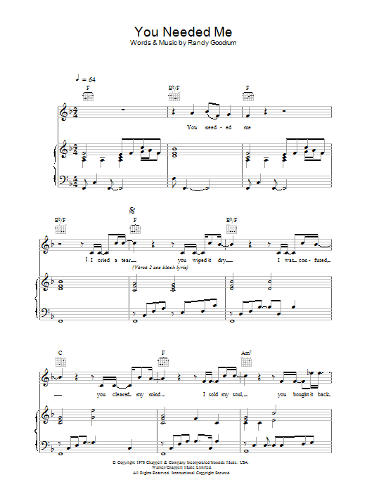 Preview Boyzone You Needed Me Pop sheet music, notes and chords for Piano, Vocal & Guitar, SKU: 33982 You Needed Me sheet music