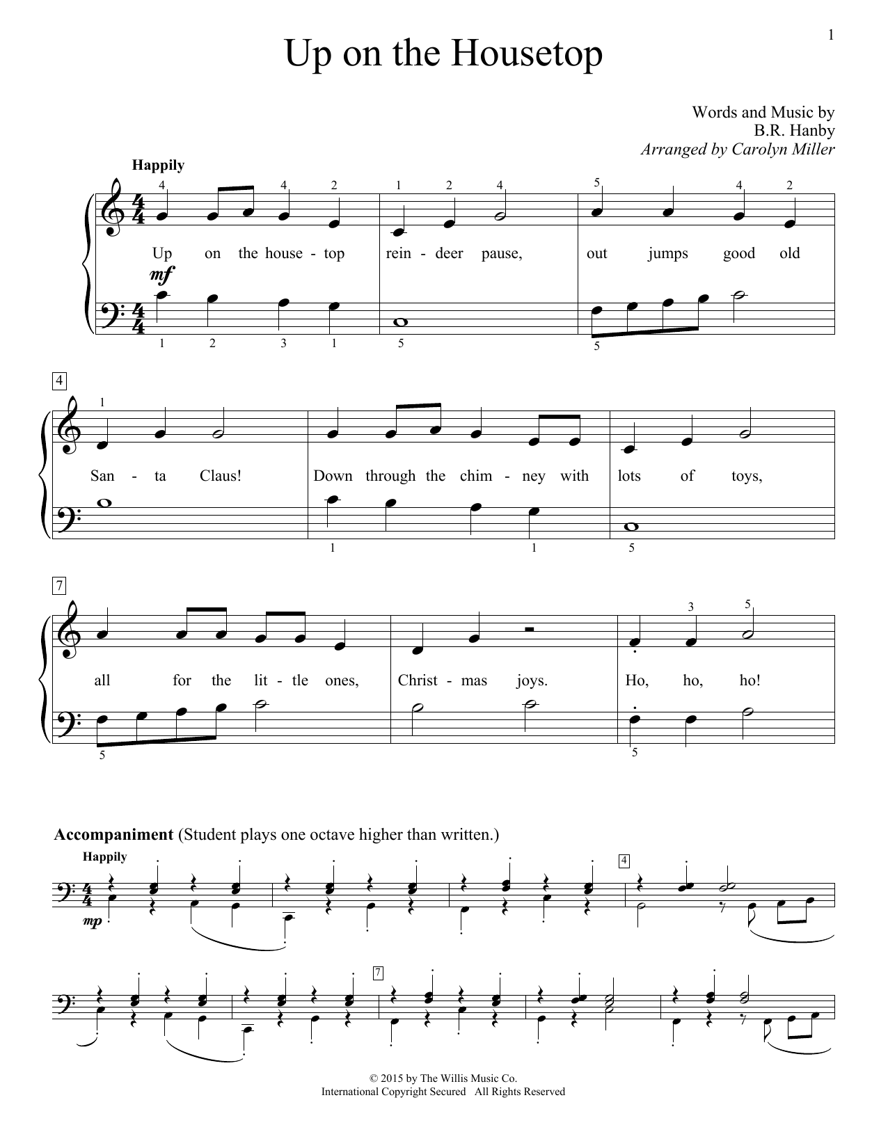 Carolyn Miller Up On The Housetop Sheet Music Notes & Chords for Educational Piano - Download or Print PDF