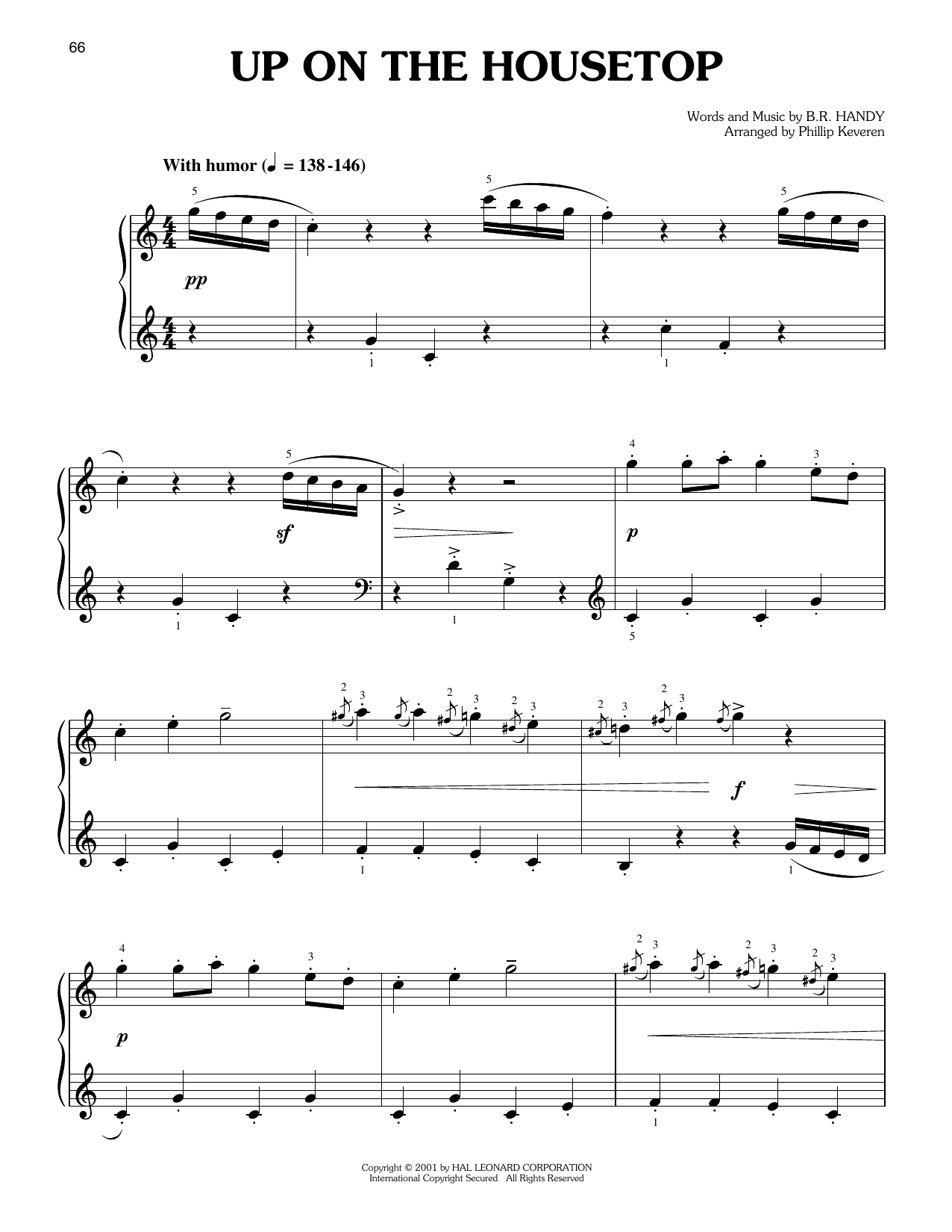 B.R. Hanby Up On The Housetop (arr. Phillip Keveren) Sheet Music Notes & Chords for Easy Piano - Download or Print PDF