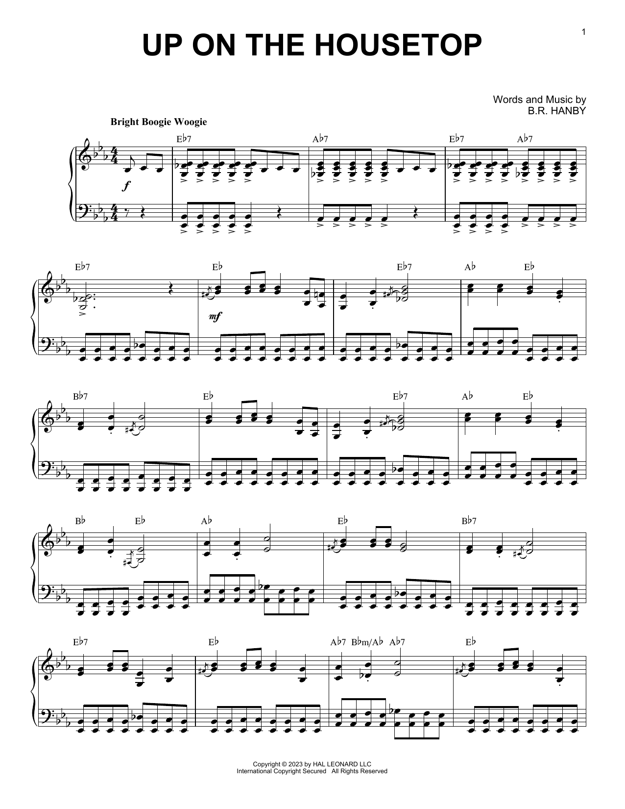 B.R. Hanby Up On The Housetop [Boogie Woogie version] (arr. Brent Edstrom) Sheet Music Notes & Chords for Piano Solo - Download or Print PDF
