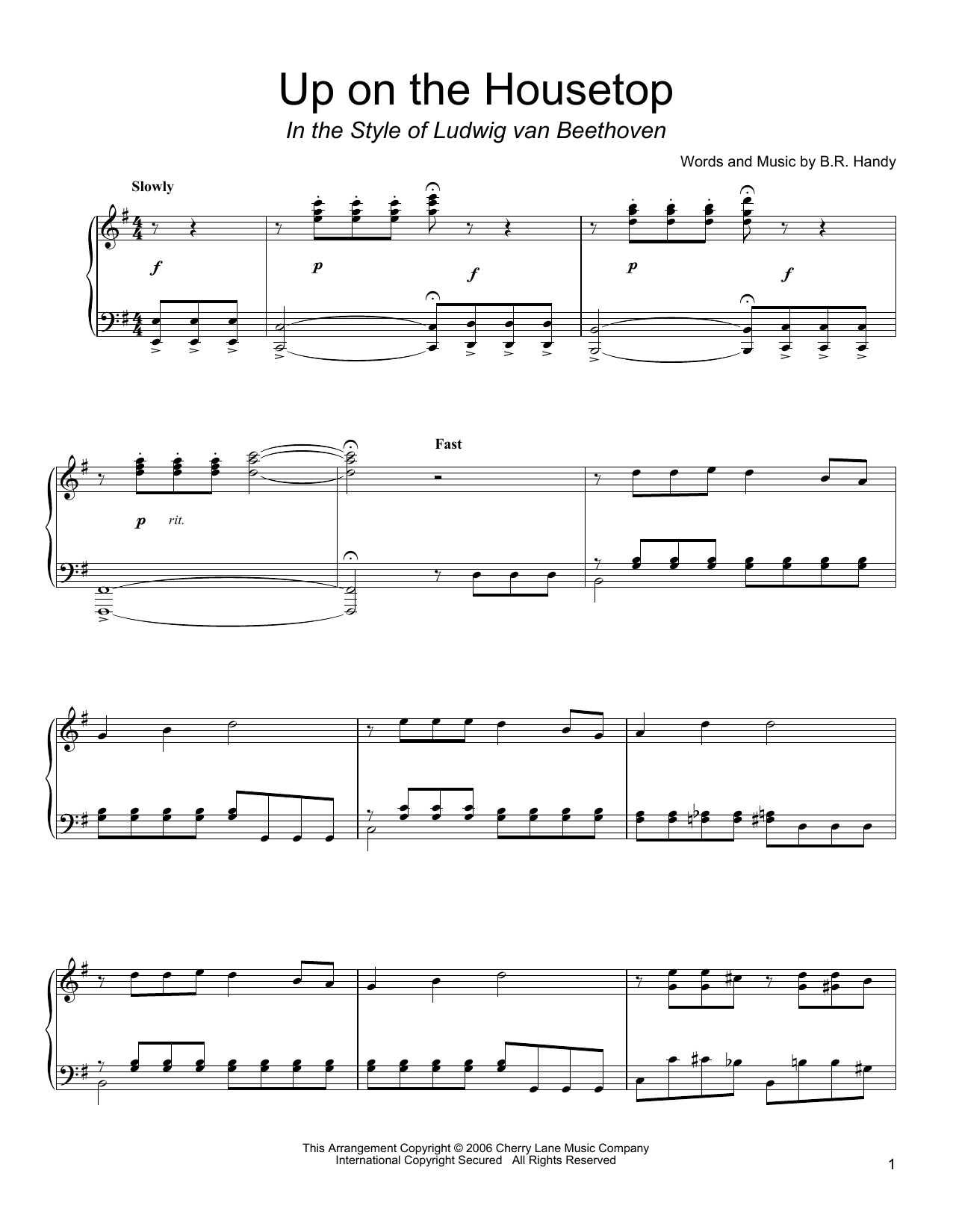 B.R. Hanby Up On The Housetop Sheet Music Notes & Chords for Piano - Download or Print PDF