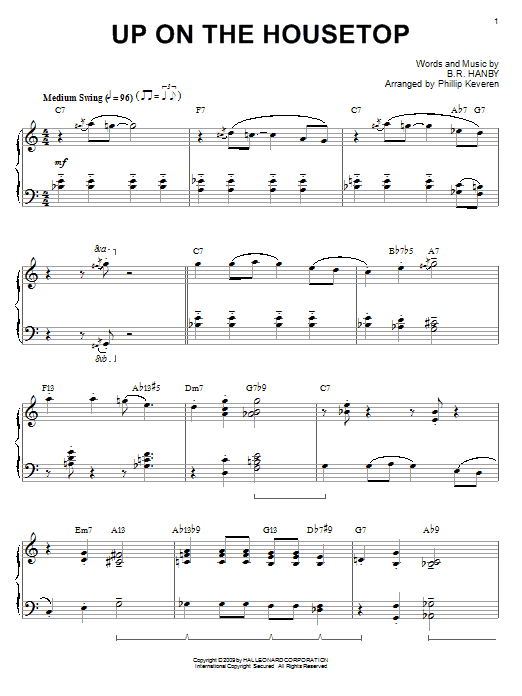 B.R. Hanby Up On The Housetop [Jazz version] (arr. Phillip Keveren) Sheet Music Notes & Chords for Easy Piano - Download or Print PDF