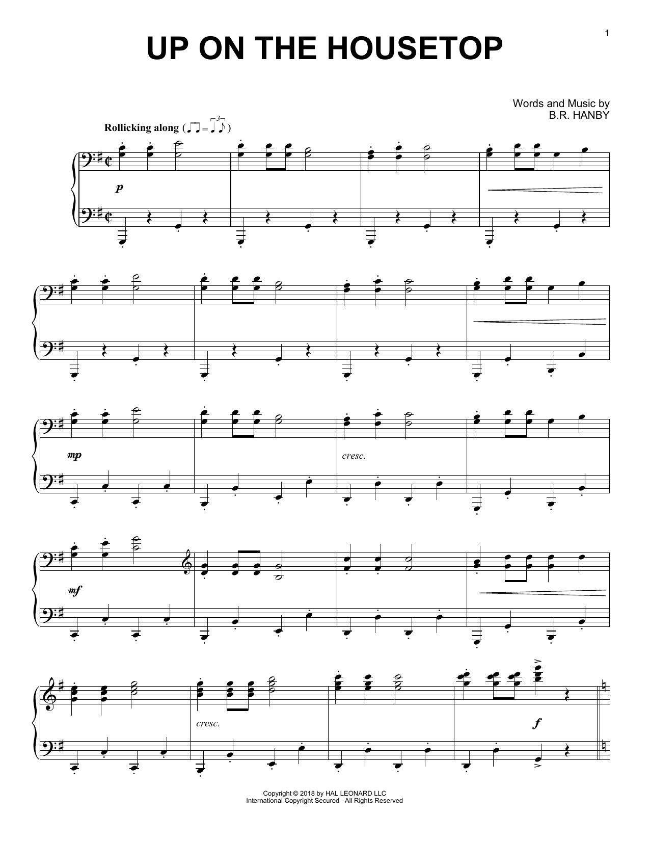 B.R. Hanby Up On The Housetop [Jazz version] Sheet Music Notes & Chords for Piano - Download or Print PDF