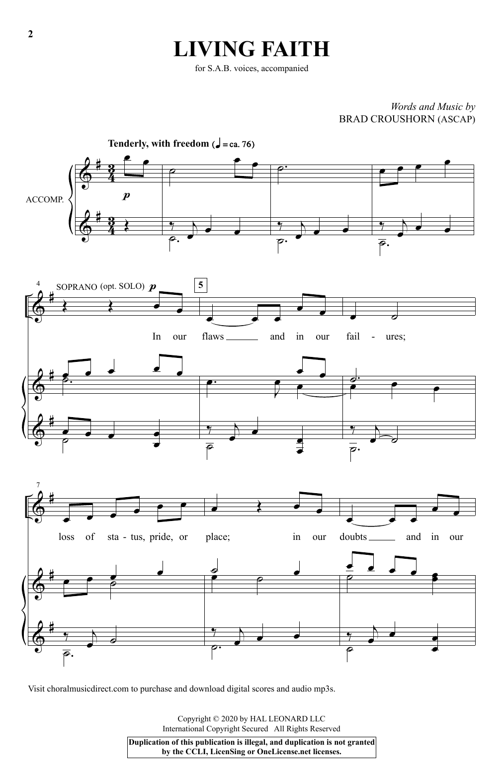 Brad Croushorn Living Faith Sheet Music Notes & Chords for SAB Choir - Download or Print PDF