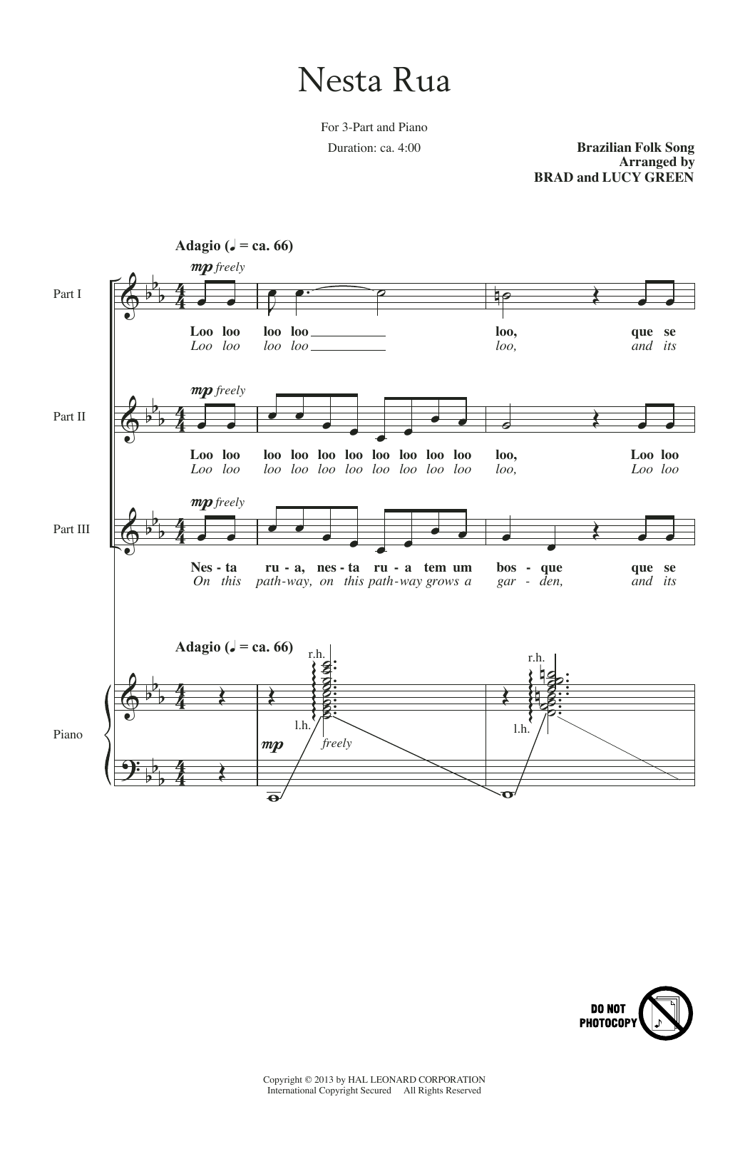 Brad Green Nesta Rua Sheet Music Notes & Chords for 3-Part Treble - Download or Print PDF
