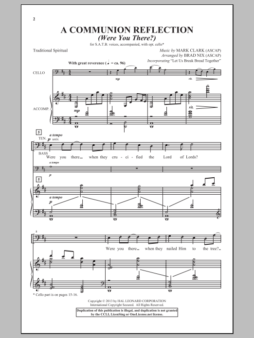 Brad Nix A Communion Reflection (Were You There?) Sheet Music Notes & Chords for SATB - Download or Print PDF