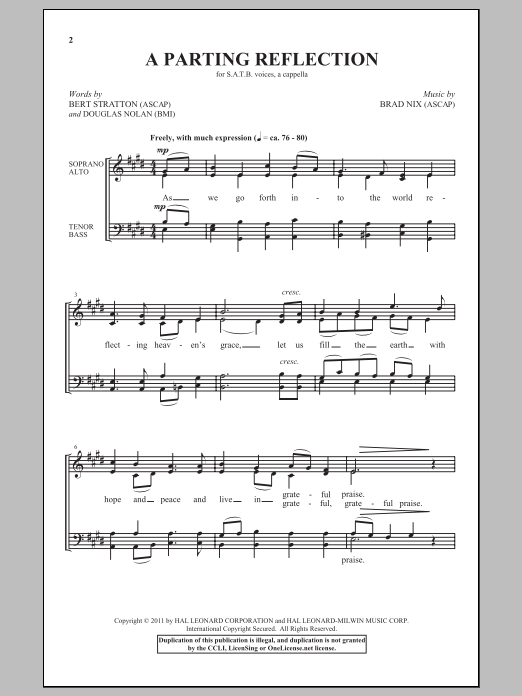 Brad Nix A Parting Reflection Sheet Music Notes & Chords for SATB - Download or Print PDF