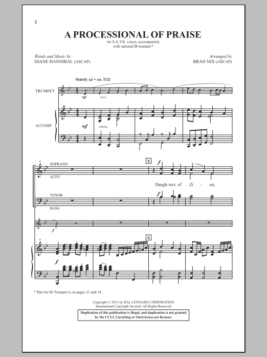 Brad Nix A Processional Of Praise Sheet Music Notes & Chords for SATB - Download or Print PDF