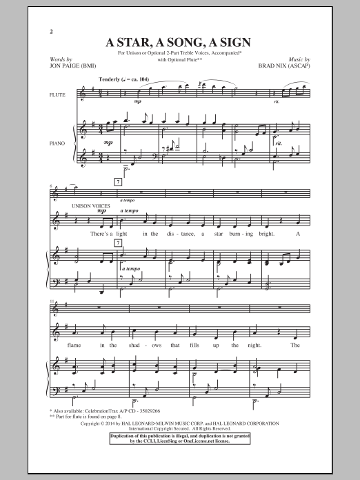 Brad Nix A Star, A Song, A Sign Sheet Music Notes & Chords for Choral - Download or Print PDF