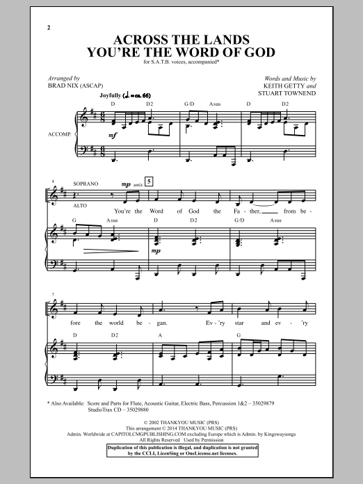 Brad Nix Across The Lands You're The Word Of God Sheet Music Notes & Chords for SATB - Download or Print PDF