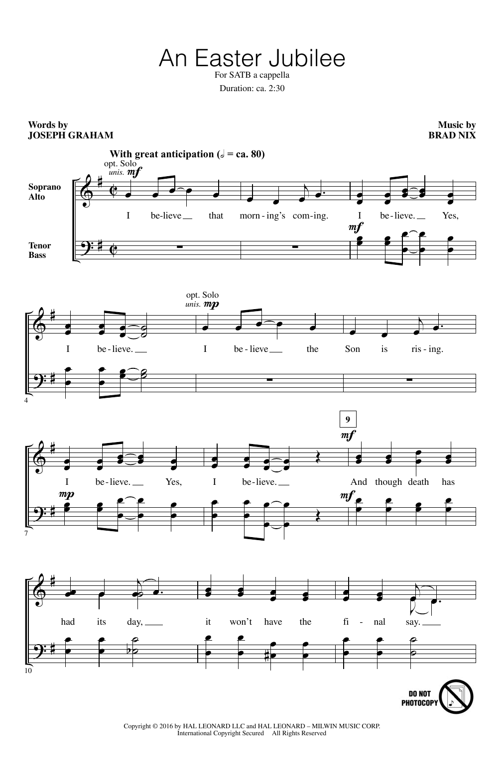 Brad Nix An Easter Jubilee Sheet Music Notes & Chords for SATB - Download or Print PDF
