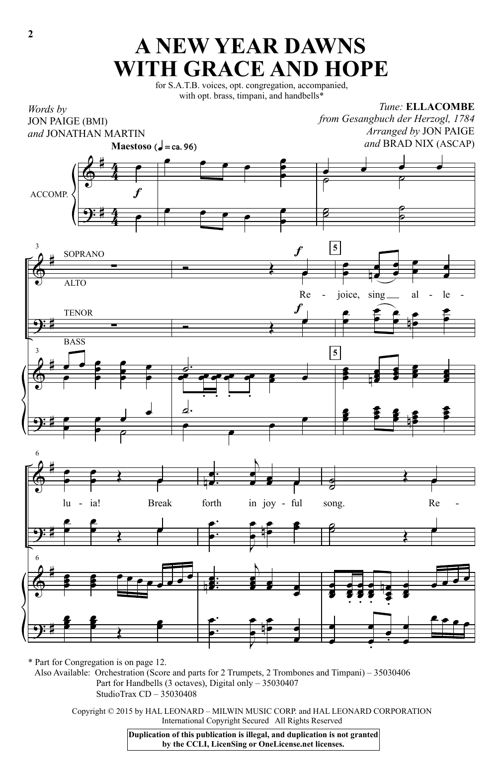 Brad Nix A New Year Dawns With Grace And Hope Sheet Music Notes & Chords for SATB - Download or Print PDF