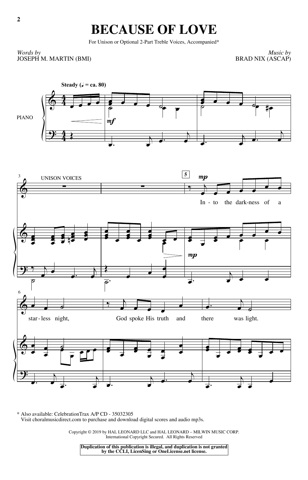 Brad Nix Because Of Love Sheet Music Notes & Chords for Choral - Download or Print PDF