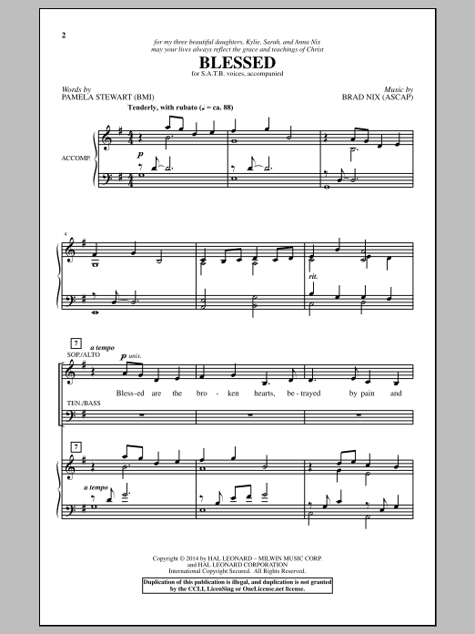 Brad Nix Blessed Sheet Music Notes & Chords for SATB - Download or Print PDF