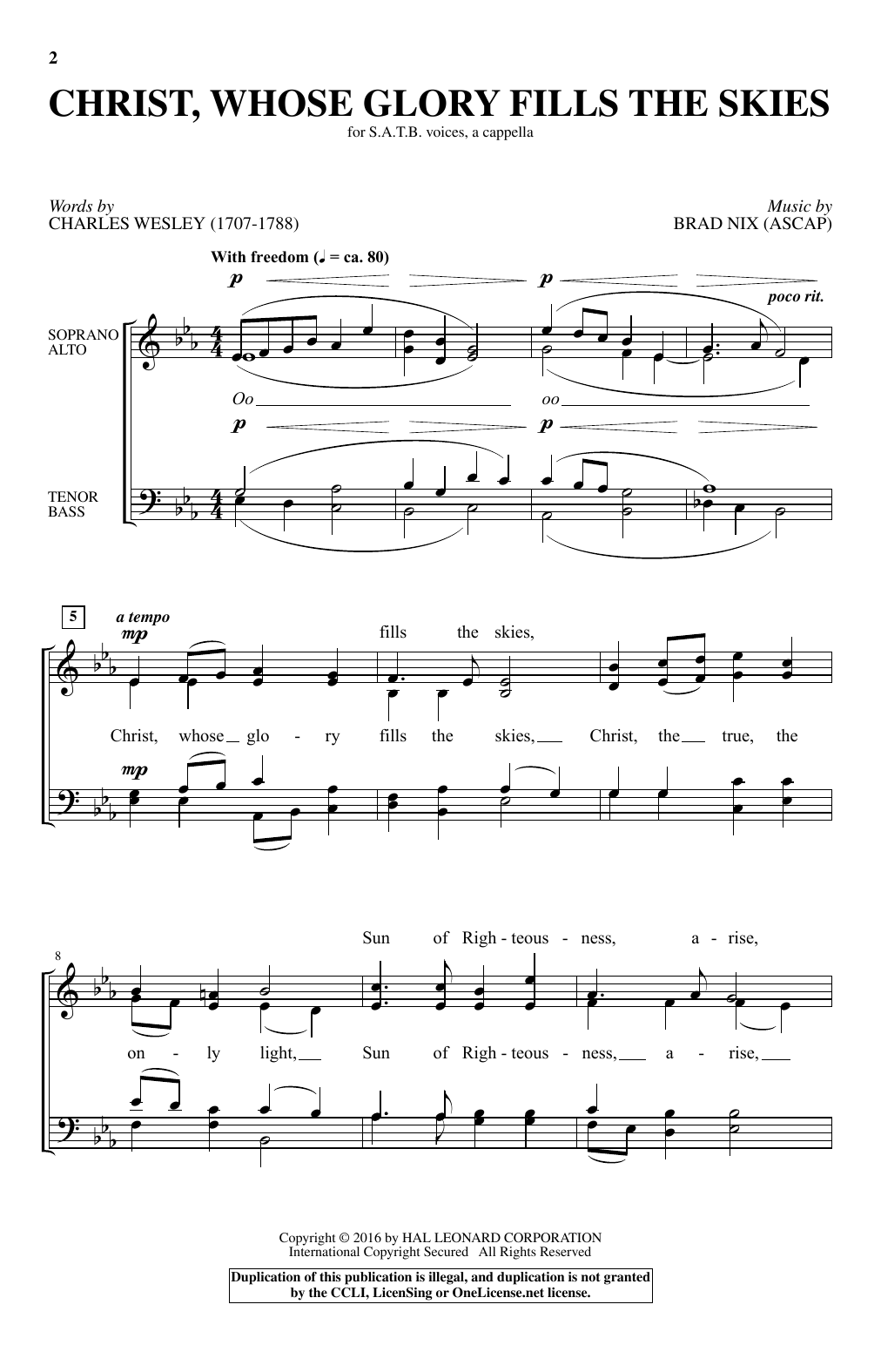 Brad Nix Christ, Whose Glory Fills The Skies Sheet Music Notes & Chords for SATB - Download or Print PDF
