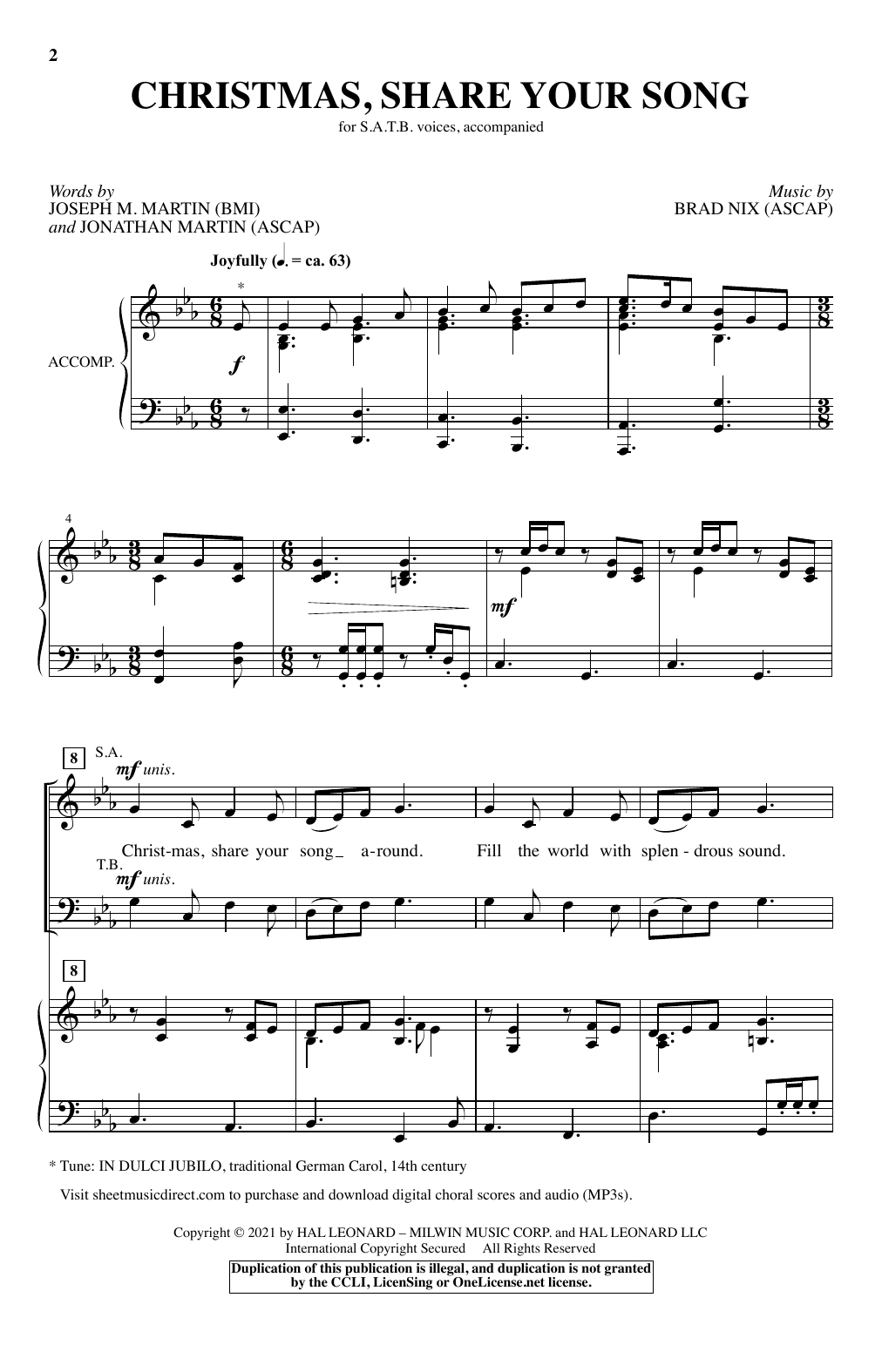 Brad Nix Christmas, Share Your Song Sheet Music Notes & Chords for SATB Choir - Download or Print PDF