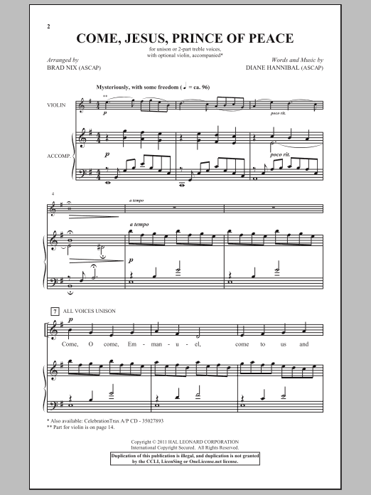 Brad Nix Come, Jesus, Prince Of Peace Sheet Music Notes & Chords for SATB - Download or Print PDF