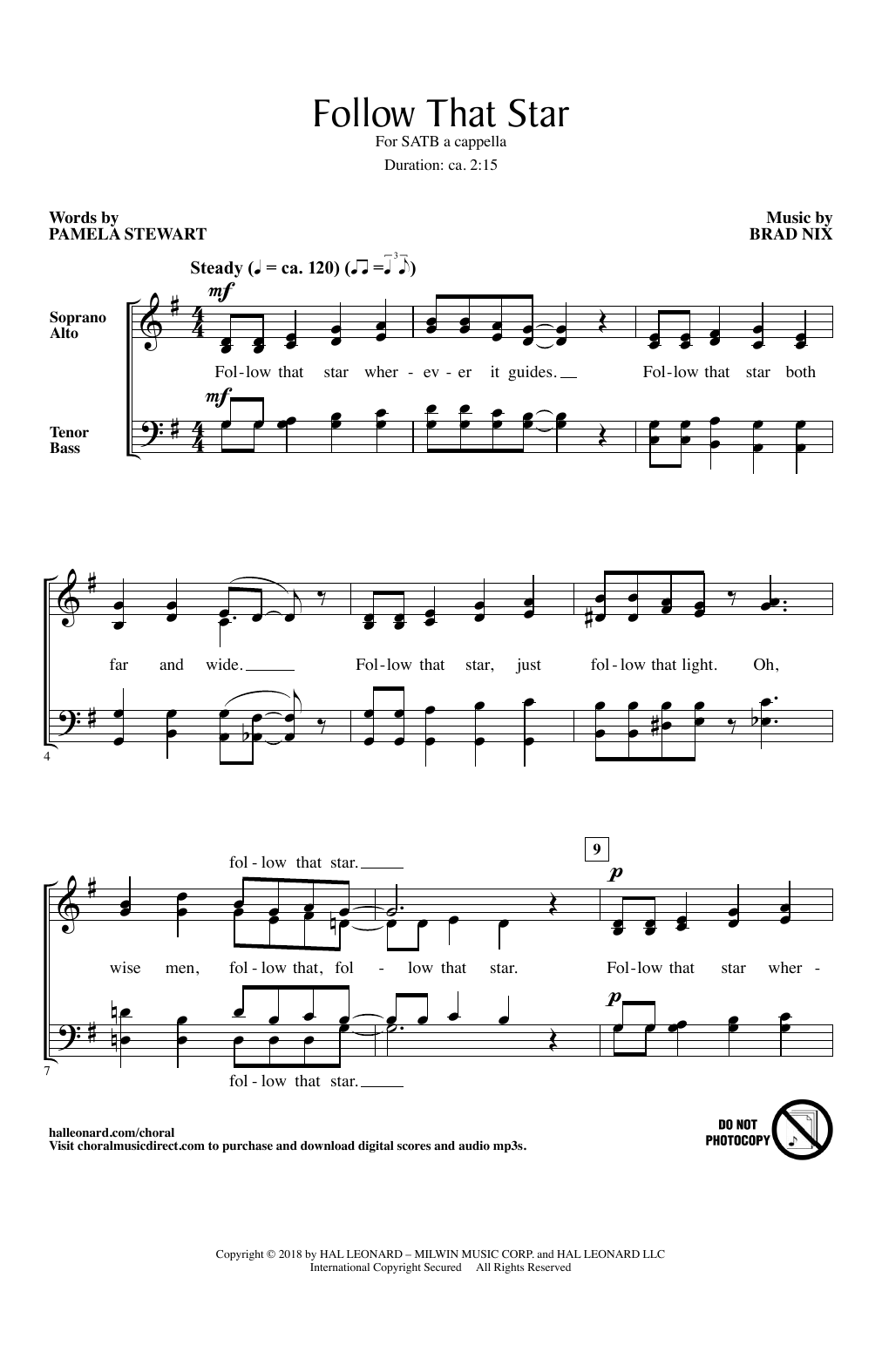 Brad Nix Follow That Star Sheet Music Notes & Chords for SATB - Download or Print PDF