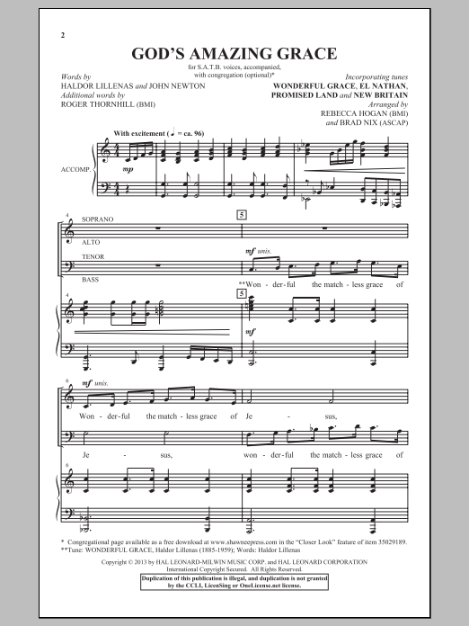 Brad Nix God's Amazing Grace Sheet Music Notes & Chords for SATB - Download or Print PDF