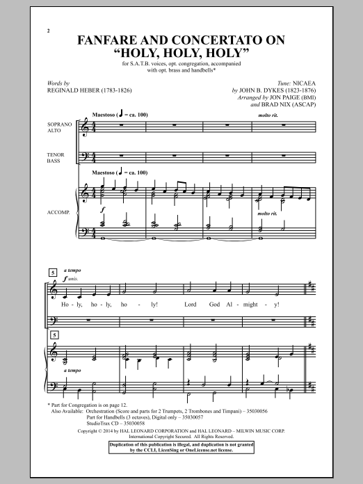 Brad Nix Holy, Holy, Holy Sheet Music Notes & Chords for SATB - Download or Print PDF
