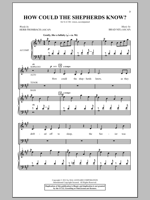 Brad Nix How Could The Shepherds Know? Sheet Music Notes & Chords for SATB - Download or Print PDF