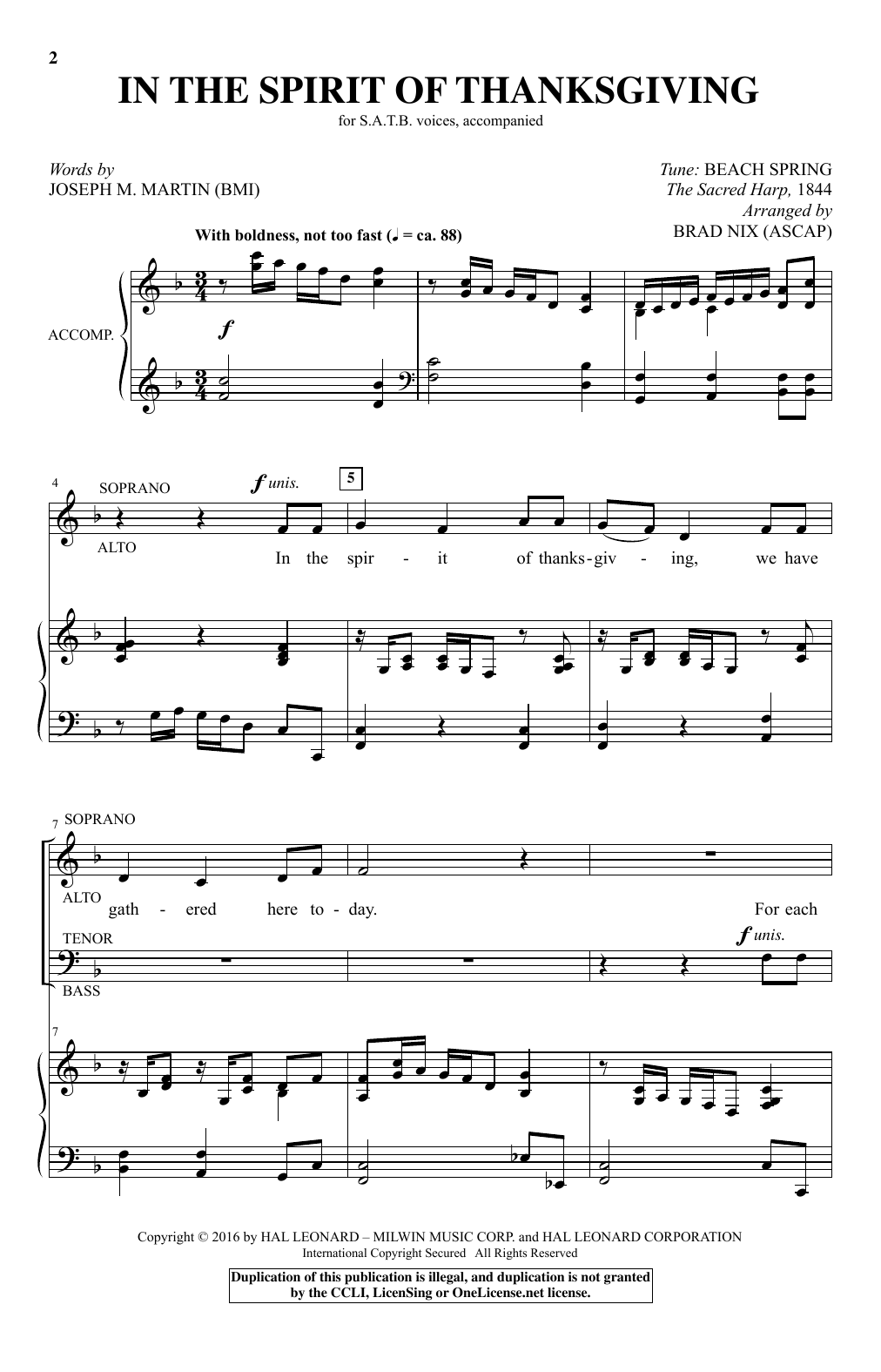 Brad Nix In The Spirit Of Thanksgiving Sheet Music Notes & Chords for SATB - Download or Print PDF