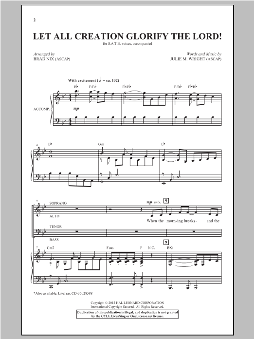 Brad Nix Let All Creation Glorify The Lord! Sheet Music Notes & Chords for SATB - Download or Print PDF