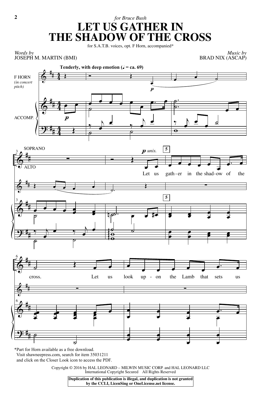 Brad Nix Let Us Gather In The Shadow Of The Cross Sheet Music Notes & Chords for SATB - Download or Print PDF