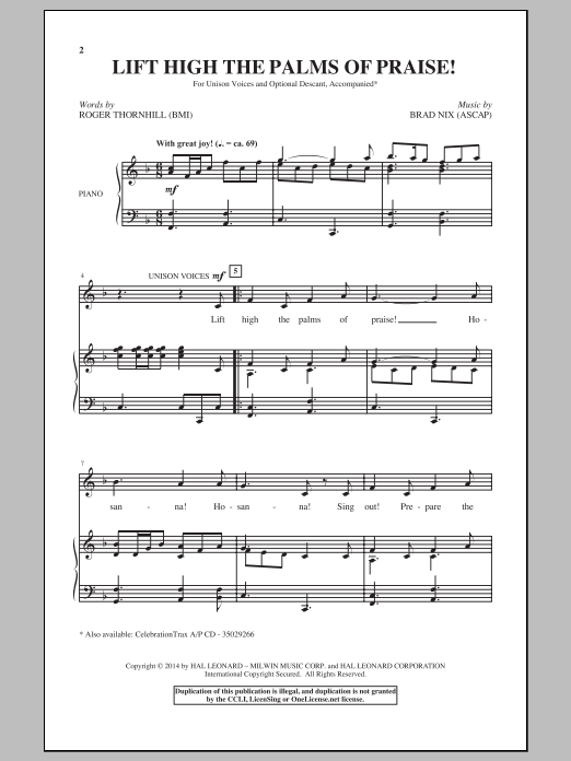 Brad Nix Lift High The Palms Of Praise! Sheet Music Notes & Chords for Choral - Download or Print PDF