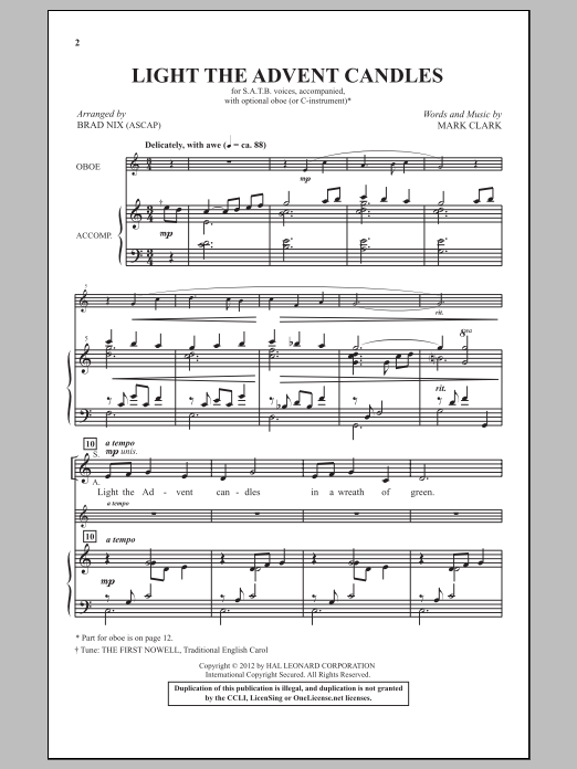 Brad Nix Light The Advent Candles Sheet Music Notes & Chords for SATB - Download or Print PDF
