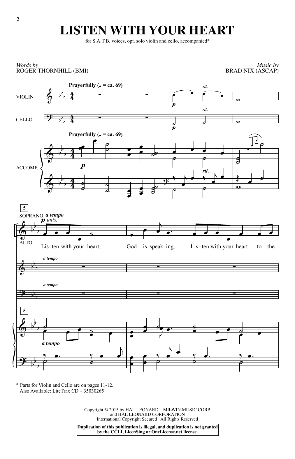 Brad Nix Listen With Your Heart Sheet Music Notes & Chords for SATB - Download or Print PDF