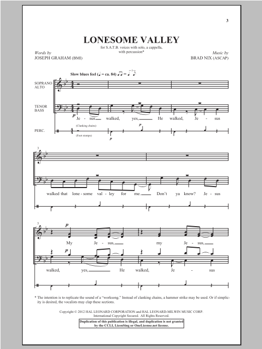 Brad Nix Lonesome Valley Sheet Music Notes & Chords for Choral - Download or Print PDF