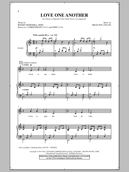 Brad Nix Love One Another Sheet Music Notes & Chords for Choral - Download or Print PDF