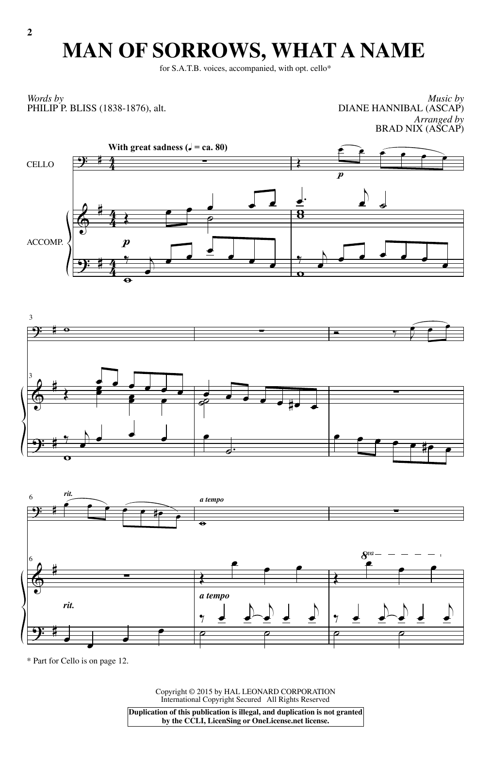 Diane Hannibal Man Of Sorrows, What A Name (arr. Brad Nix) Sheet Music Notes & Chords for SATB - Download or Print PDF
